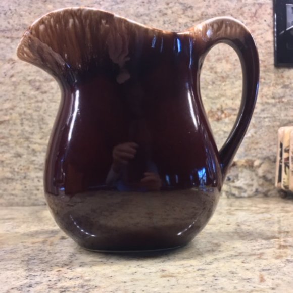 Source Unknown Other - Pitcher, Pottery, brown and drip-glazed, Vintage